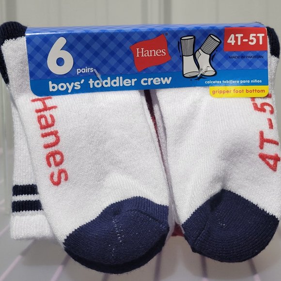 thumbnail image 2 of Hanes Boys’ Non-Skid Crew Socks – Soft Cotton Blend, Grippy Bottoms For Active Kids 2 of 14